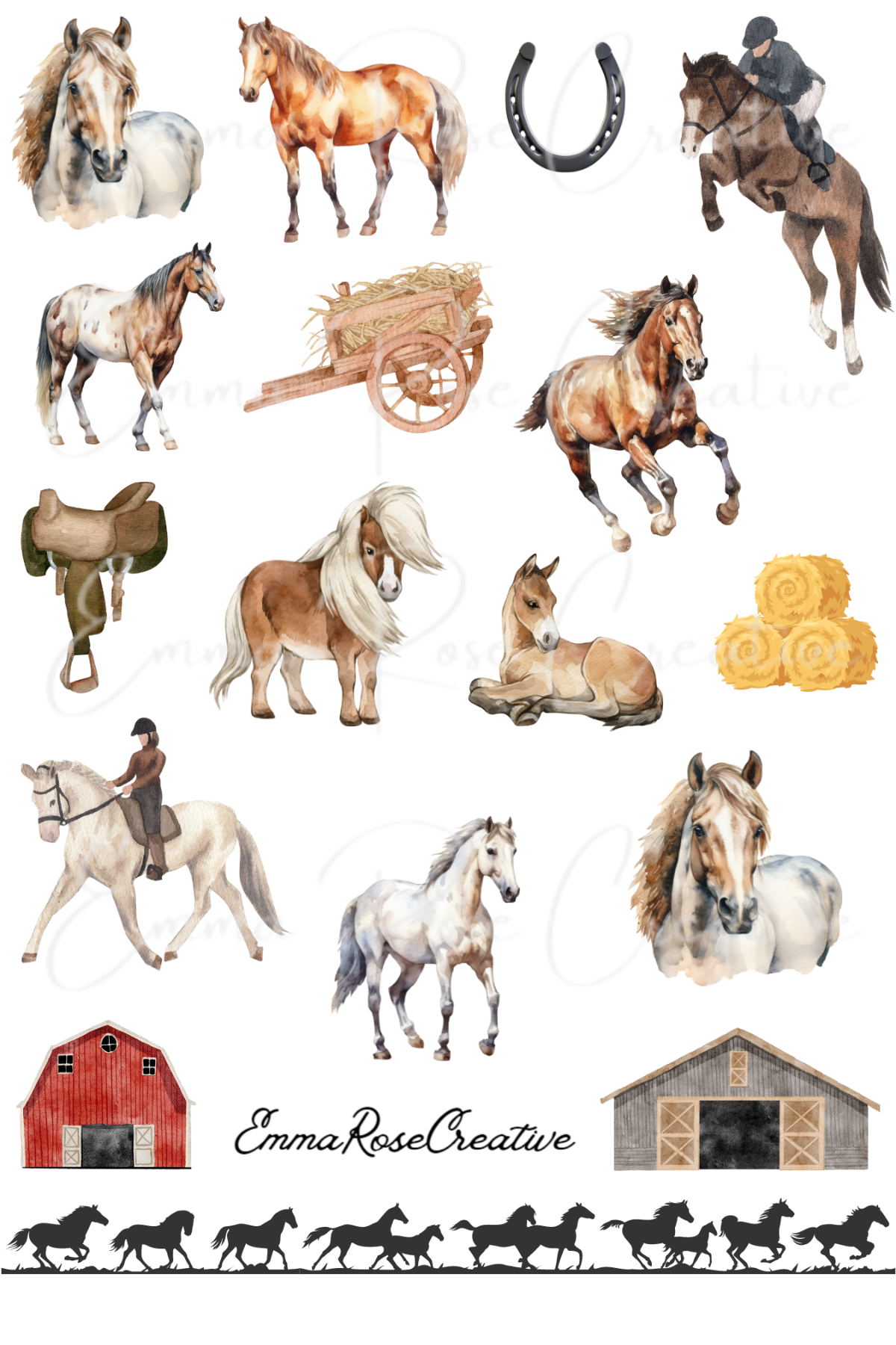 Animals - Horses, Sheet Stickers