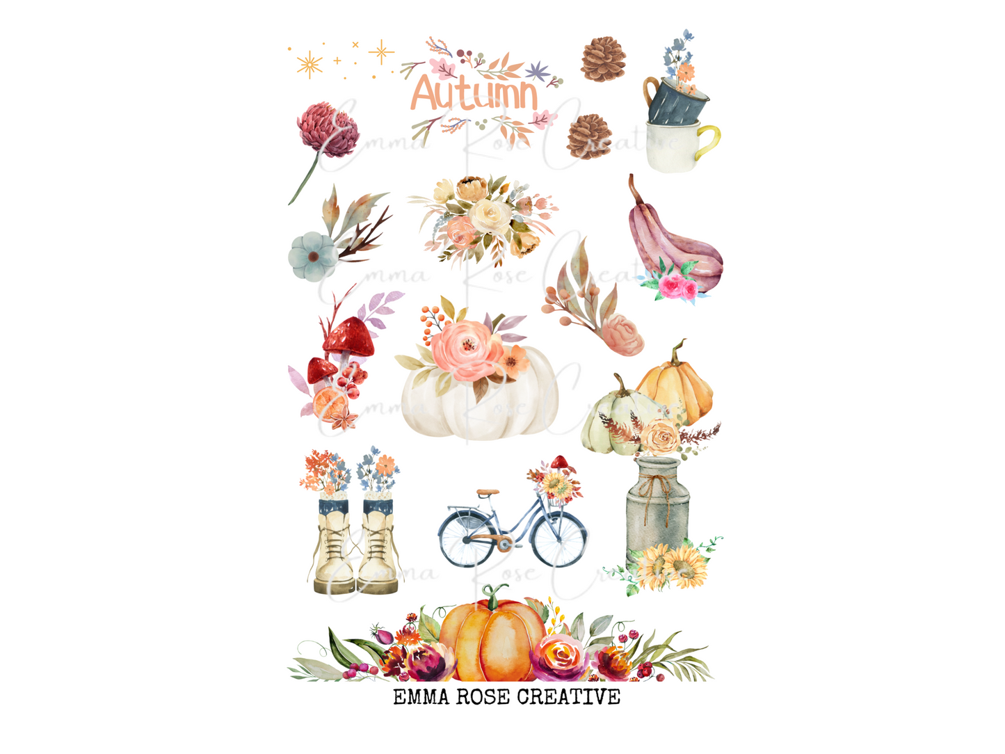 Seasons - Autumn, Floral, Sheet Stickers