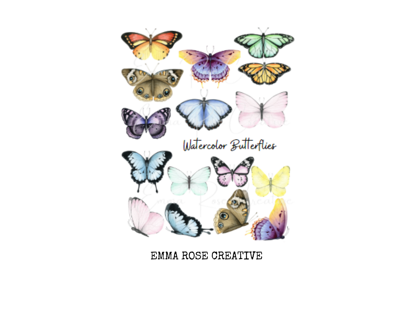 Butterflies - Watercolor, Sheet Stickers