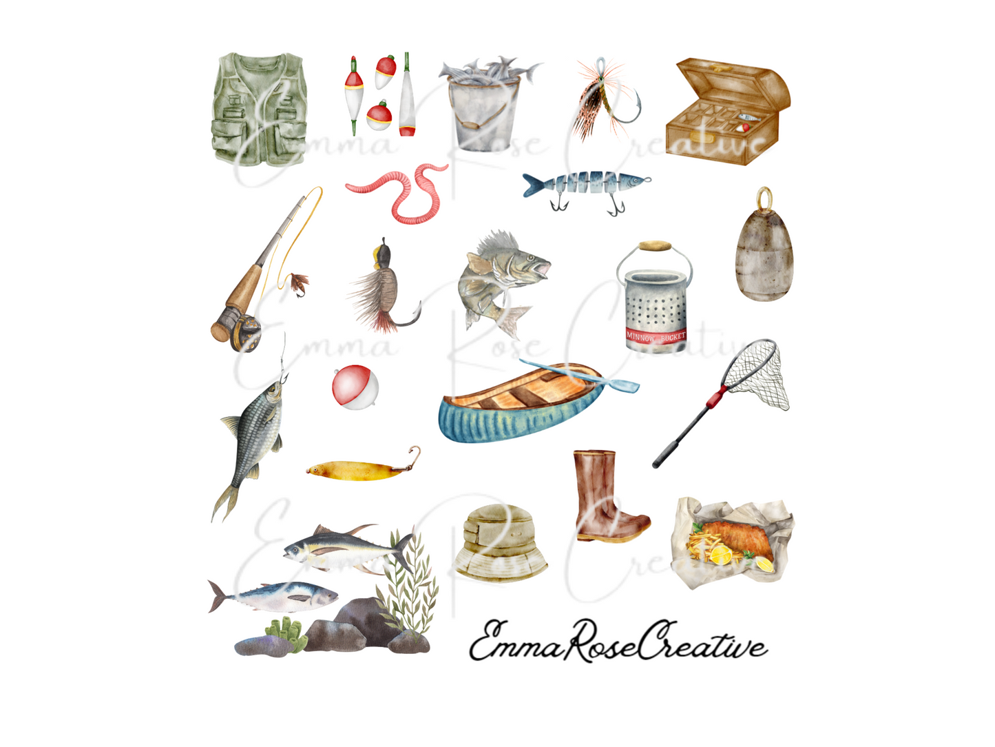 Hobbies - Fishing, Sheet Stickers