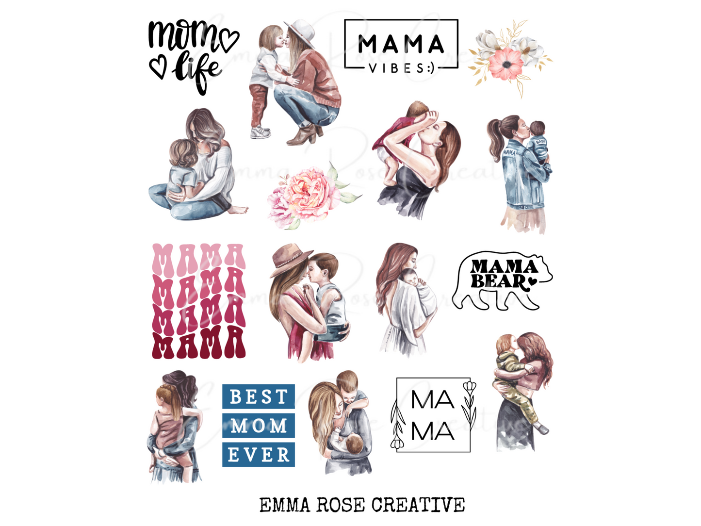 Family & Friends - Mom, Mother, Sheet Stickers