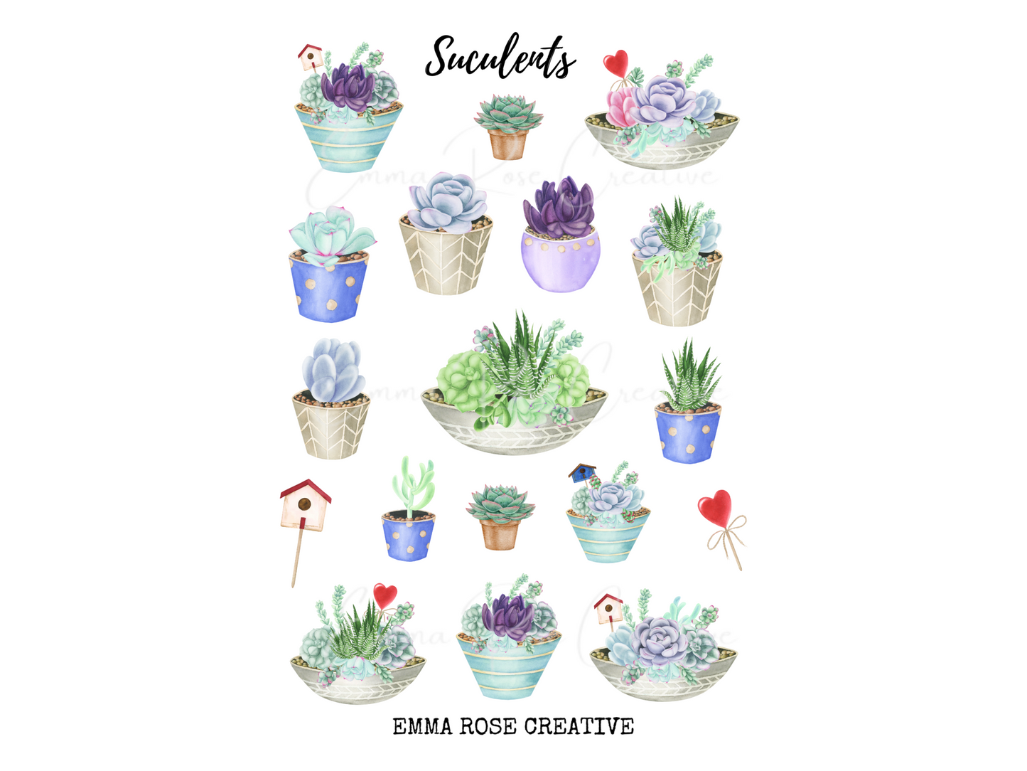 Plants - Succulents, Sheet Stickers