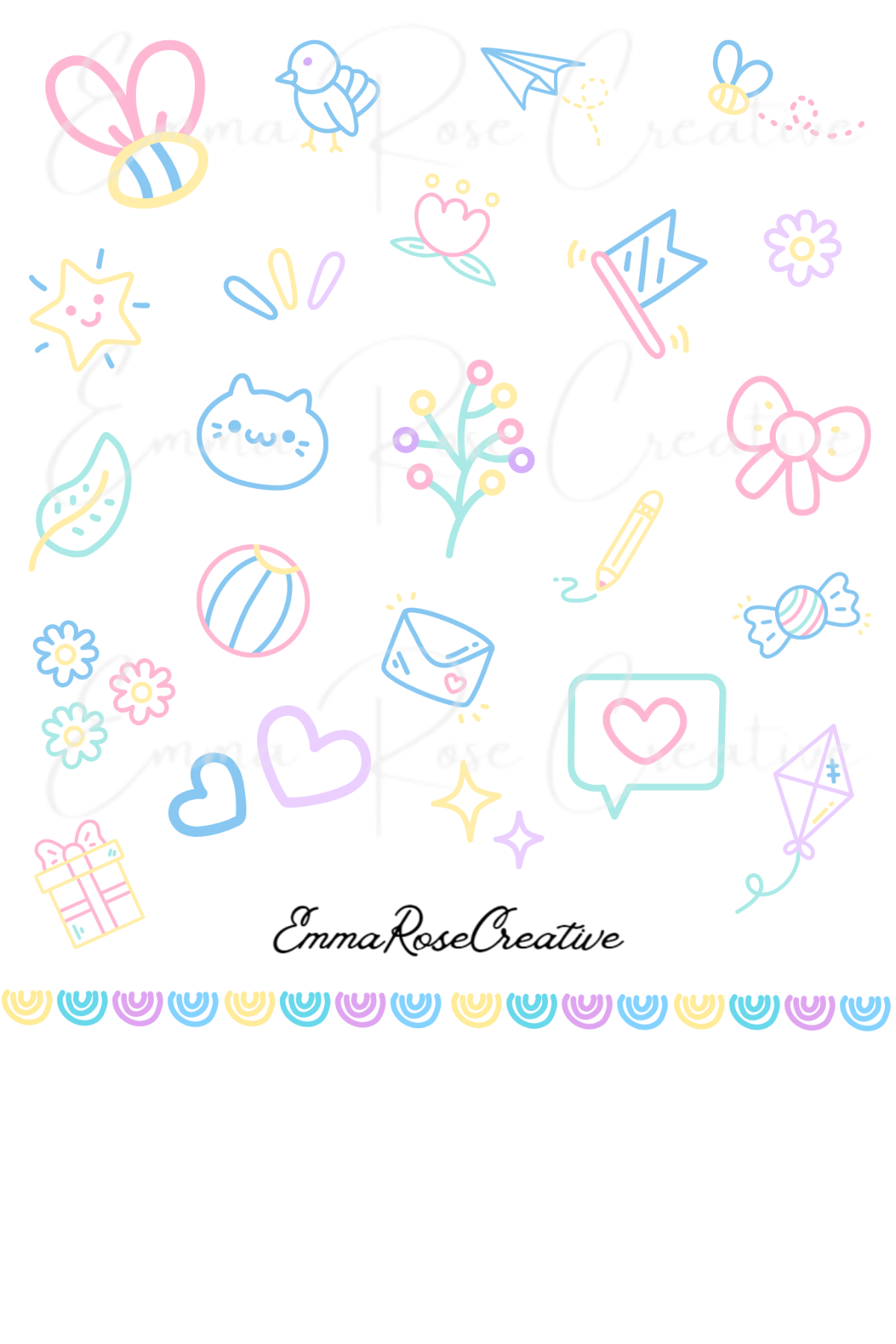 Children - Pastel Doodles, Sheet Stickers