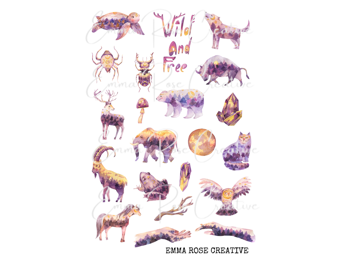 Animals - Wild & Free, Artistic Designs, Sheet Stickers