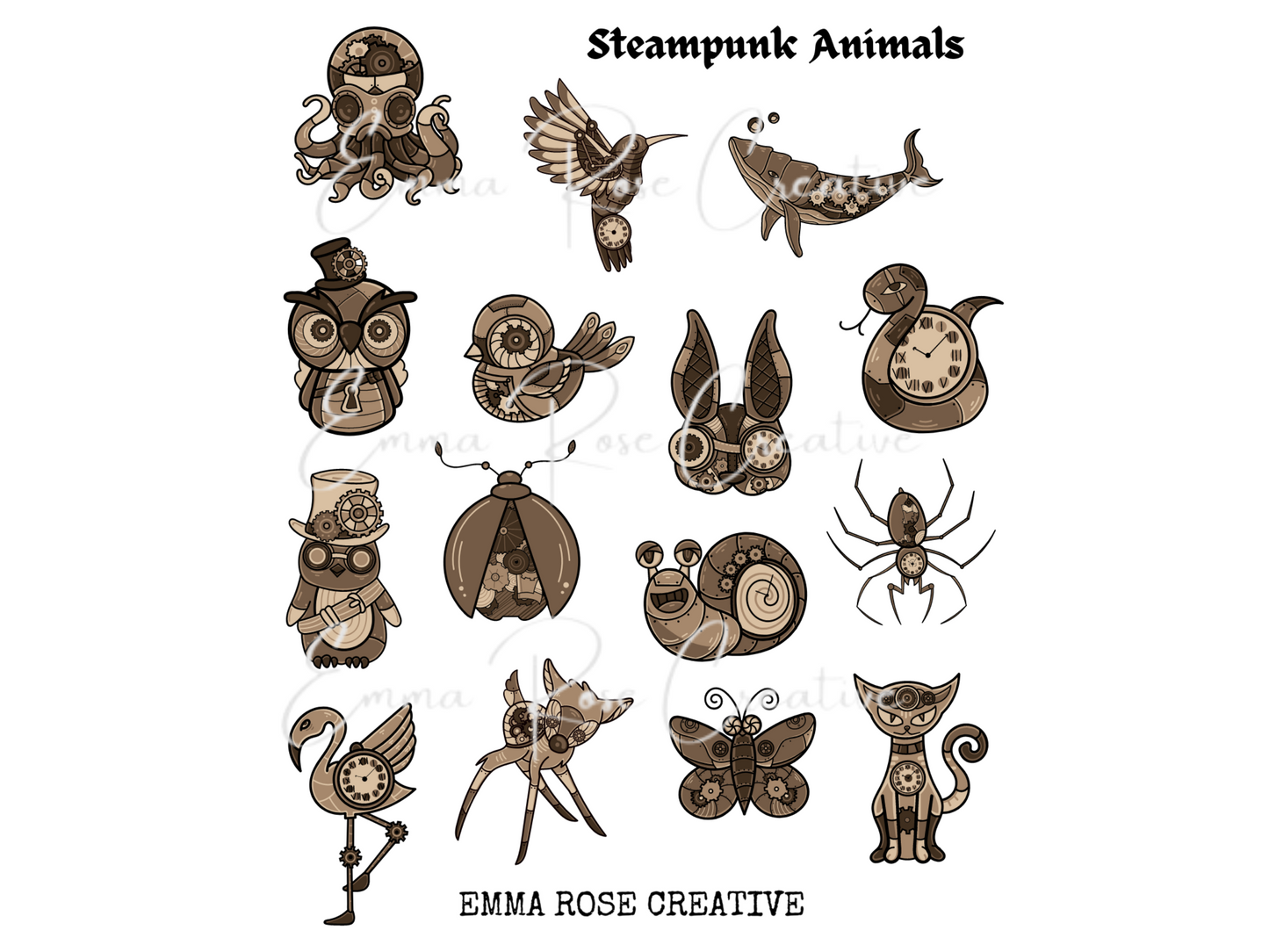 Animals - Steampunk Designs, Sheet Stickers