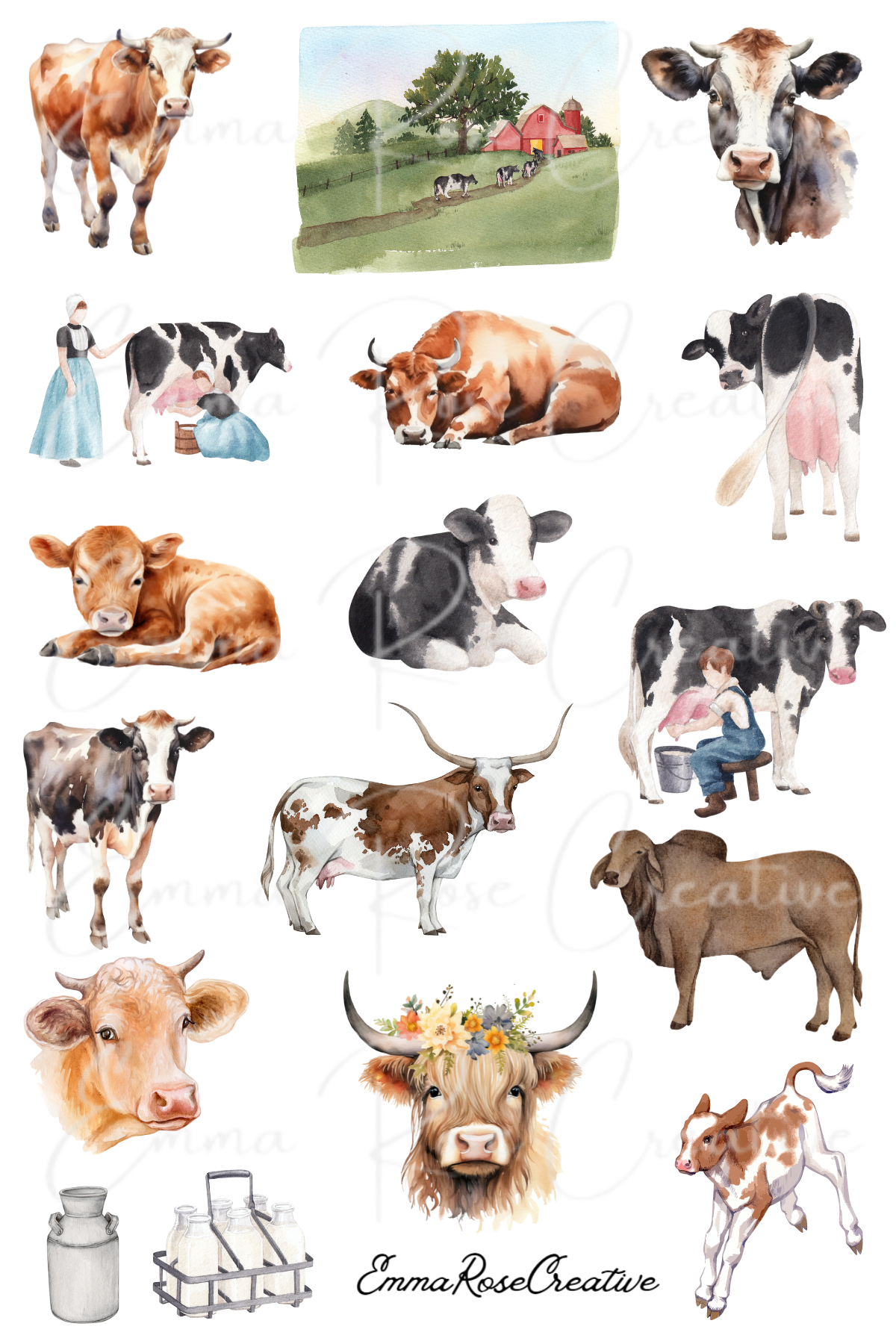 Animals - Cows, Sheet Stickers