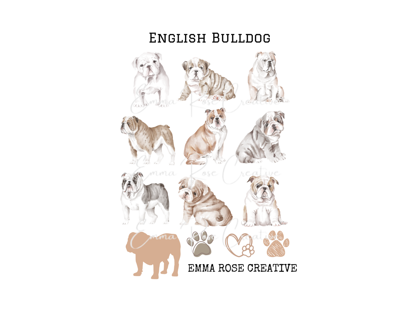 Dog - English Bulldog, Sheet Stickers