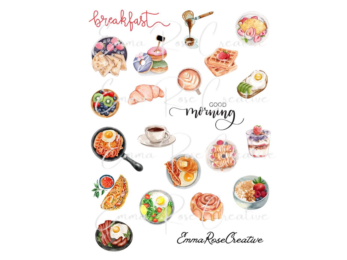 Food - Breakfast, Sheet Stickers