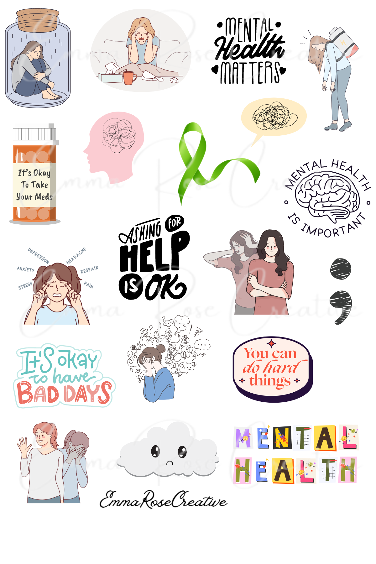 Health - Mental Health, Sheet Stickers