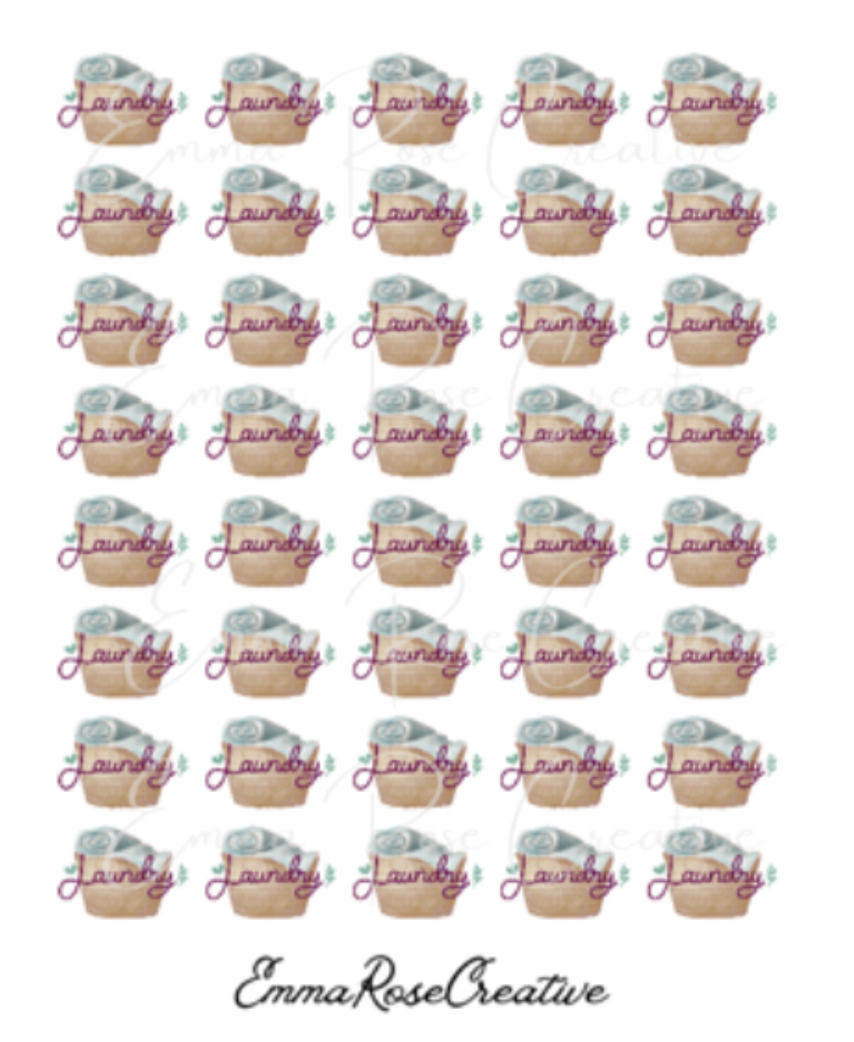 Agenda - Laundry, Chores; Sheet Stickers