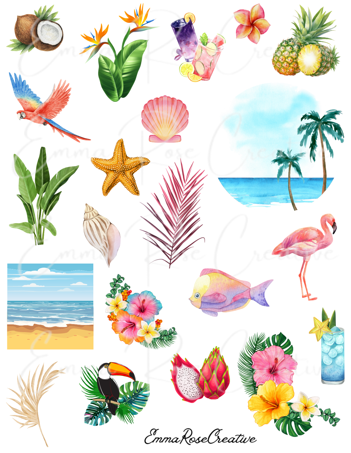 Seasons - Summer, Tropical, Sheet Stickers