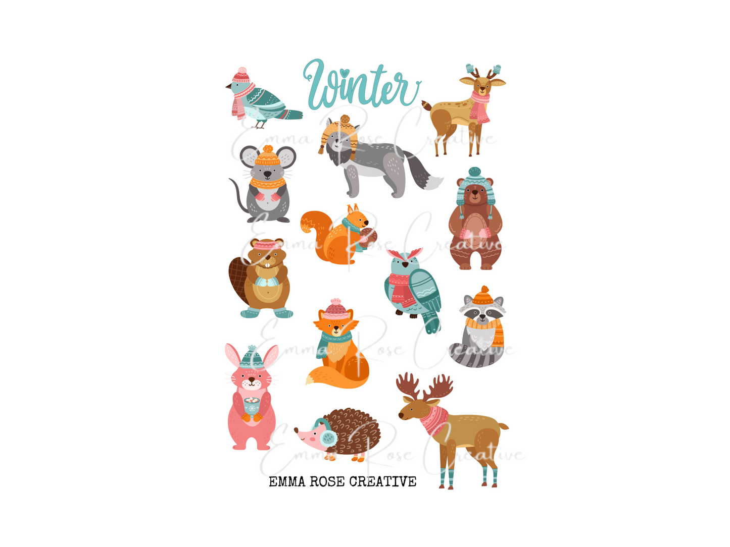 Seasons - Winter, Animals, Sheet Stickers