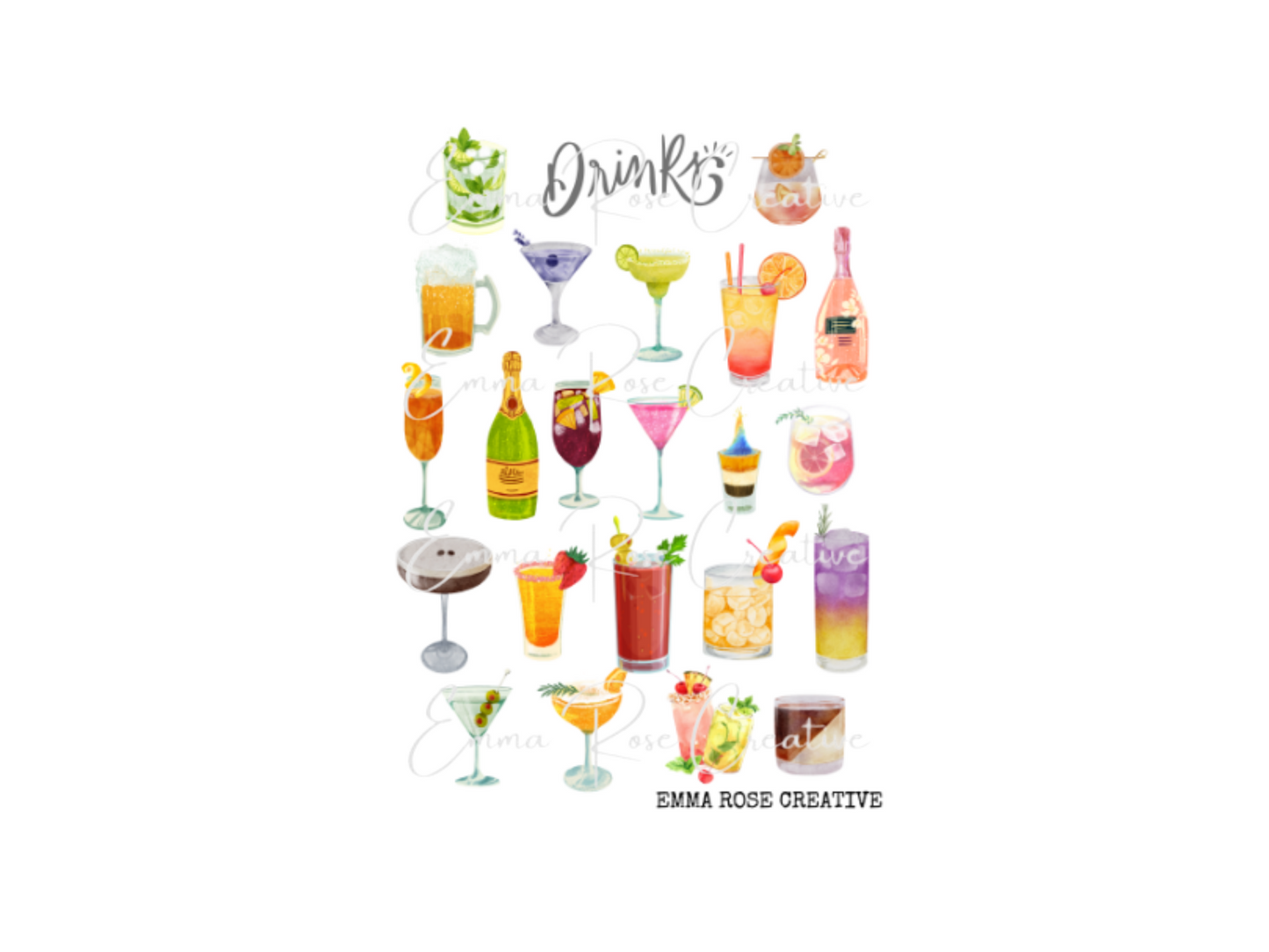 Beverages - Alcoholic Drinks, Sheet Stickers