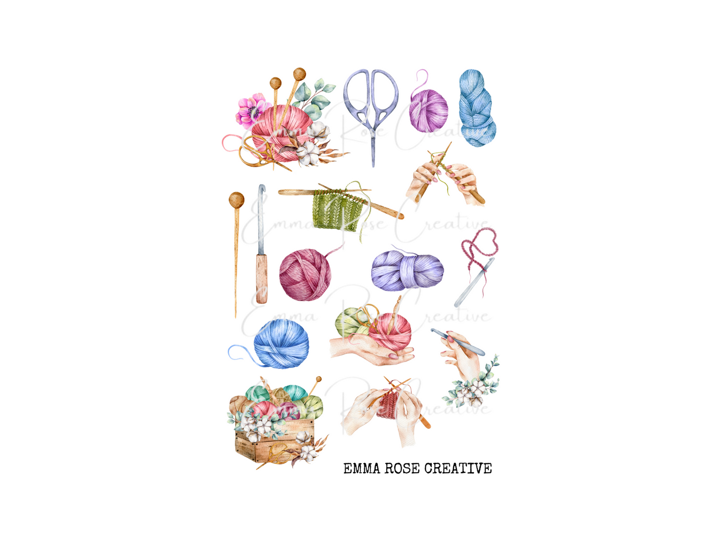 Hobbies - Knitting, Sheet Stickers