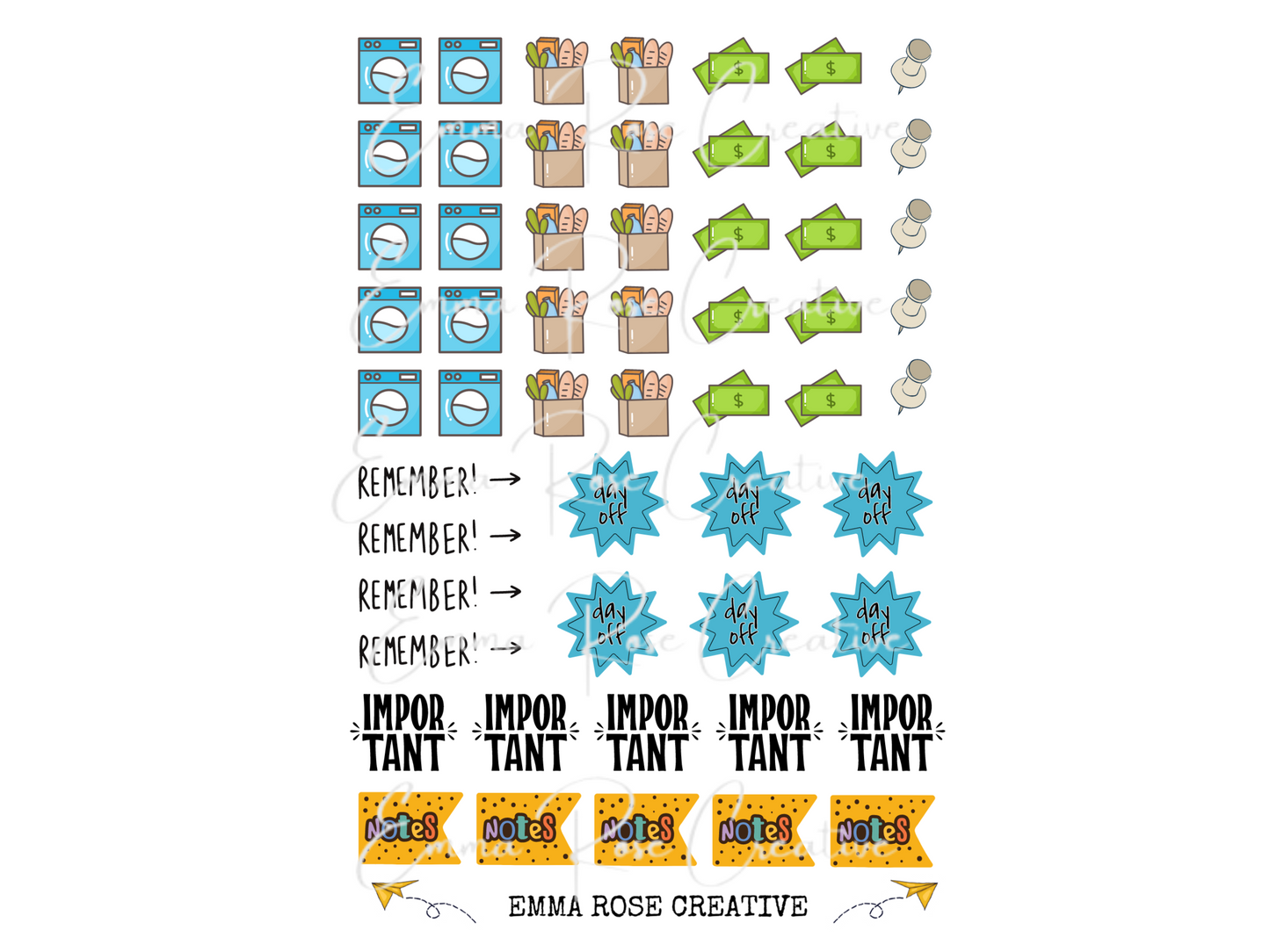 Agenda - Chores & Reminders, Sheet Stickers