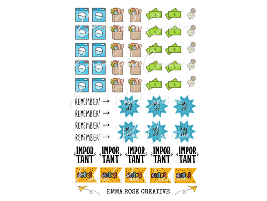 Agenda - Chores & Reminders, Sheet Stickers