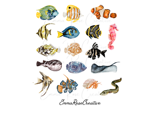 Aquarium - Saltwater Fish, Sheet Stickers