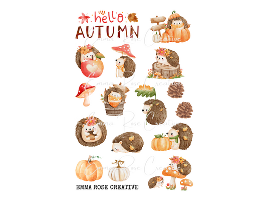 Seasons - Autumn, Hedgehogs, Sheet Stickers