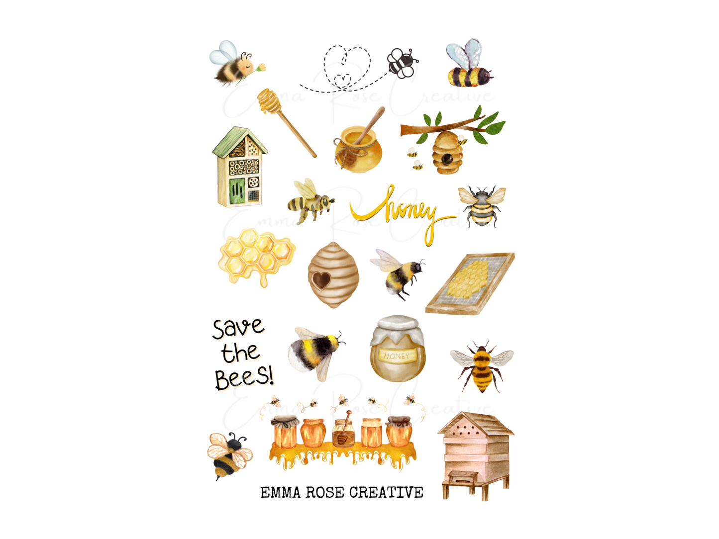 Bugs - Bees, Sheet Stickers