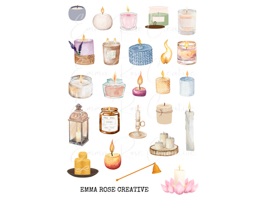 Health & Wellbeing - Candles, Relaxation; Sheet Stickers