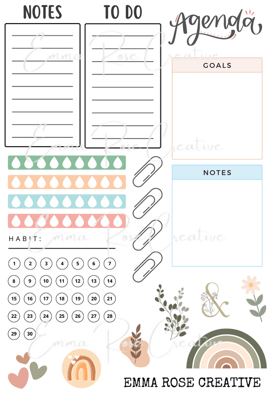 Agenda - Pastel Trackers, Sheet Stickers