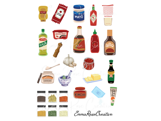 Food - Seasoning & Spices, Sheet Stickers