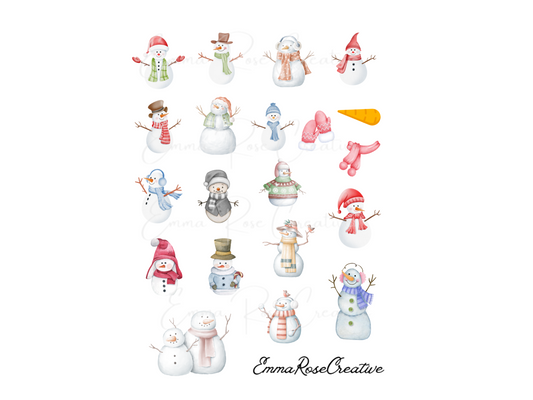 Seasons - Winter, Snowmen, Sheet Stickers