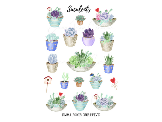 Plants - Succulents, Sheet Stickers