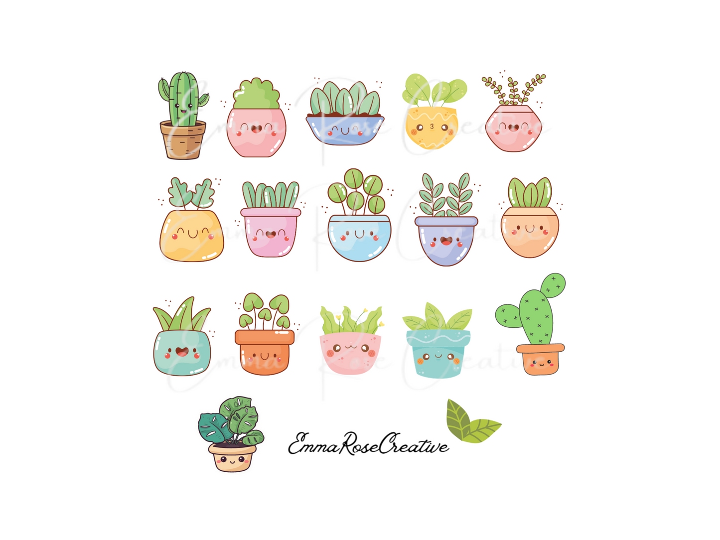 Plants - Succulent, Cartoon, Sheet Stickers
