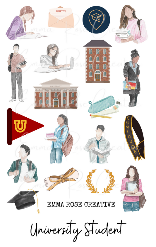 Education - University Student, Sheet Stickers