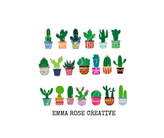 Plants - Cactus, Cartoon, Sheet Stickers