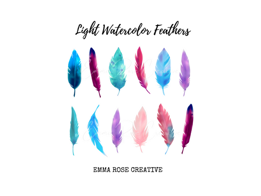 Feathers - Light Watercolor, Sheet Stickers