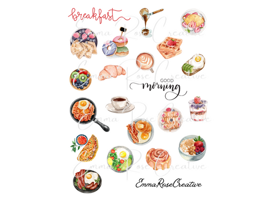 Food - Breakfast, Sheet Stickers