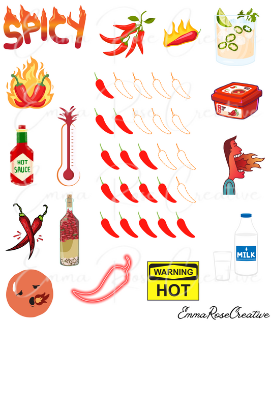 Food - Spicy, Sheet Stickers