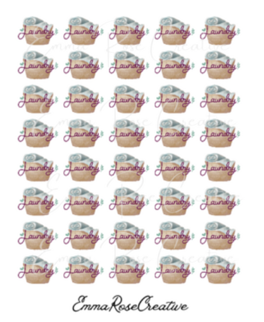 Agenda - Laundry, Chores; Sheet Stickers