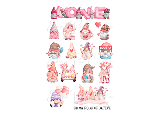 Holiday - Valentine's Day, Gnomes, Sheet Stickers