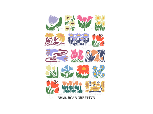 Retro - Floral, Sheet Stickers