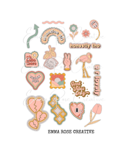 Retro - Neutral, Sheet Stickers