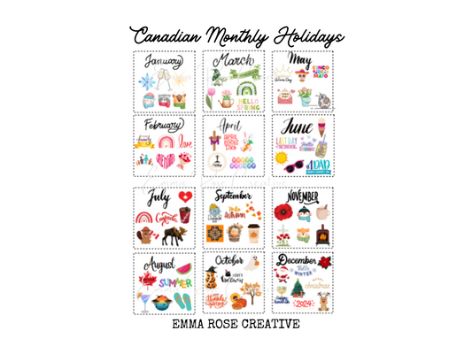 Agenda - Annual Canadian Holidays, Sheet Stickers