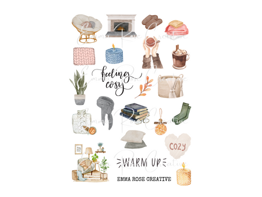 Home - Hygge, Cozy, Sheet Stickers