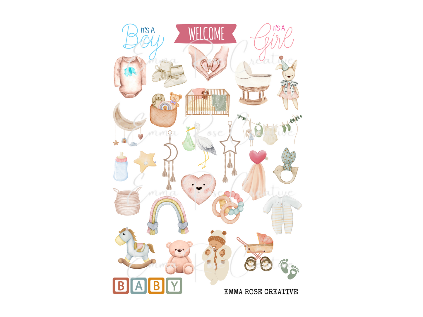 Baby - Newborn, Boy or Girl, Sheet Stickers