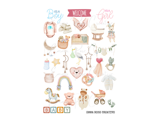Baby - Newborn, Boy or Girl, Sheet Stickers