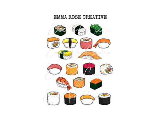 Food - Sushi, Sheet Stickers